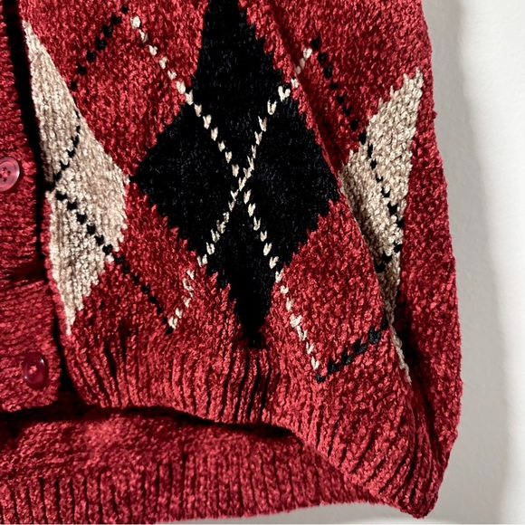 Vintage Crystal Kobe Red Argyle Knit Sweater Vest Women’s Size Medium Academia - Picture 7 of 13